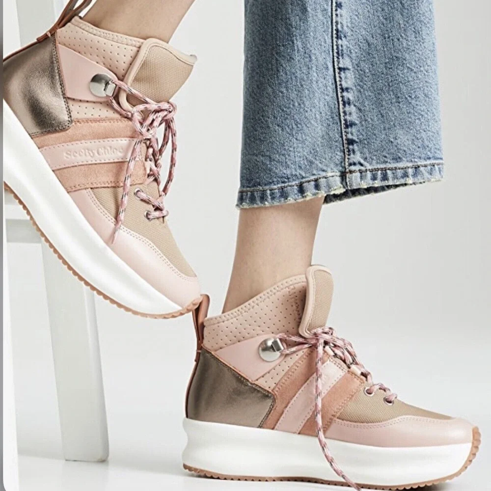 🎉🎊HOST PICKS 🎊🎉See By Chloé Casey High Top Platform Hiker Sneakers MSRP$495 - Picture 1 of 16